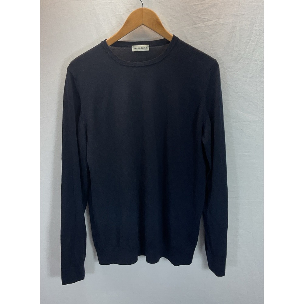 Mansur Gavriel Women fine Wool Navy Italy XL crewneck sweater minimalist luxury